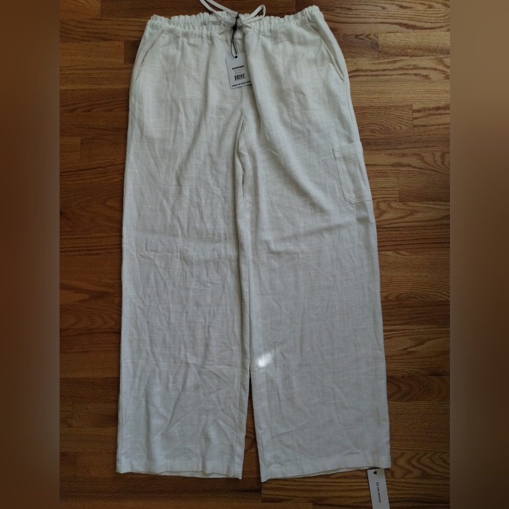 Rumored Linen White Wide Leg Pants Large - Picture 5 of 7